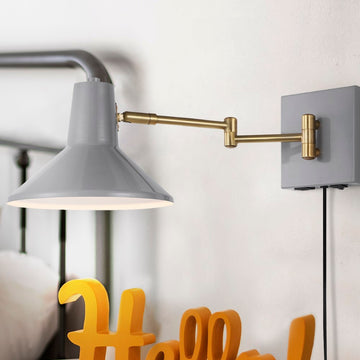 Hygge 16" Swing Arm Modern Midcentury Iron USB Charging Port LED Sconce - JONATHAN Y
